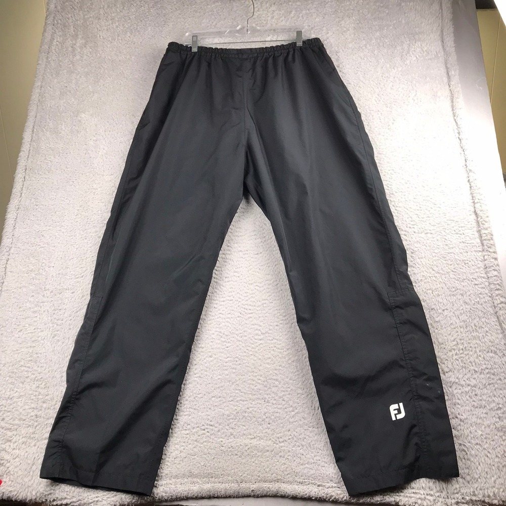 FootJoy DryJoys Golf Rain Pants Mens XL Black Waterproof Elastic Waist Trousers